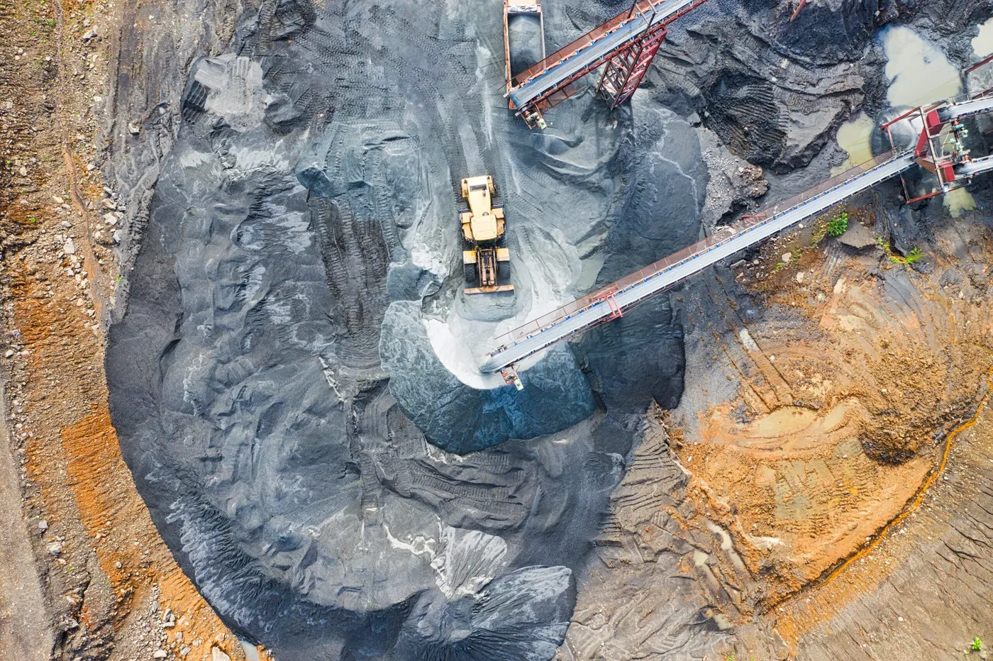 Aerial view of an open-pit mine